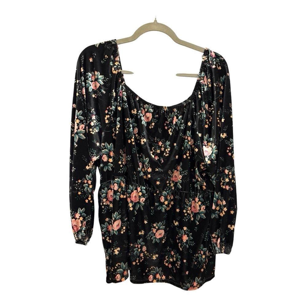 Cato Black Burnout Velvet Floral Blouse Dark Romantic Whimsigoth Plus 18/20W - Picture 5 of 5